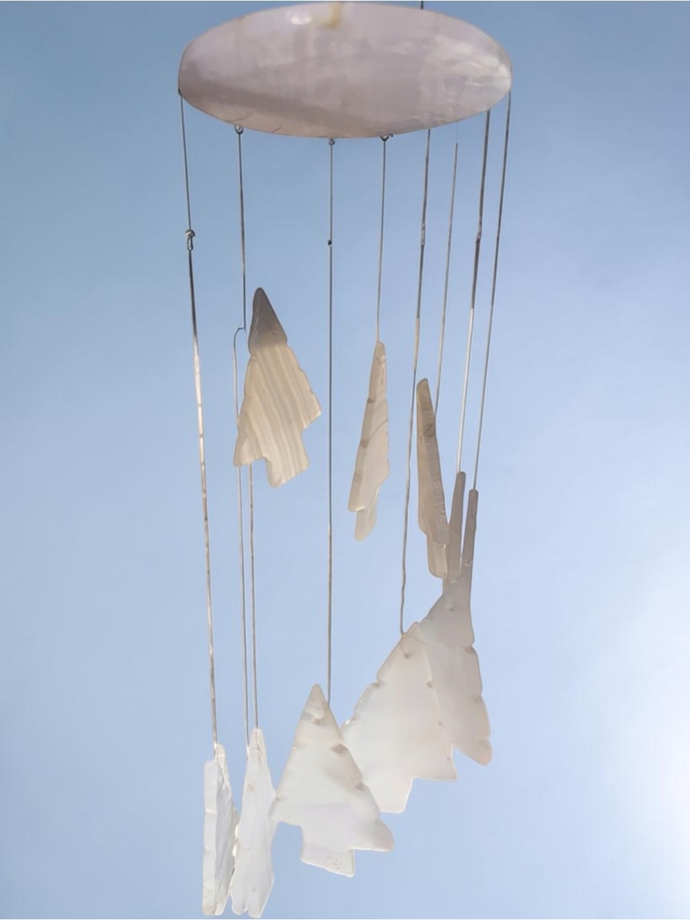 White Banded Agate Carved Tree Wind Chime